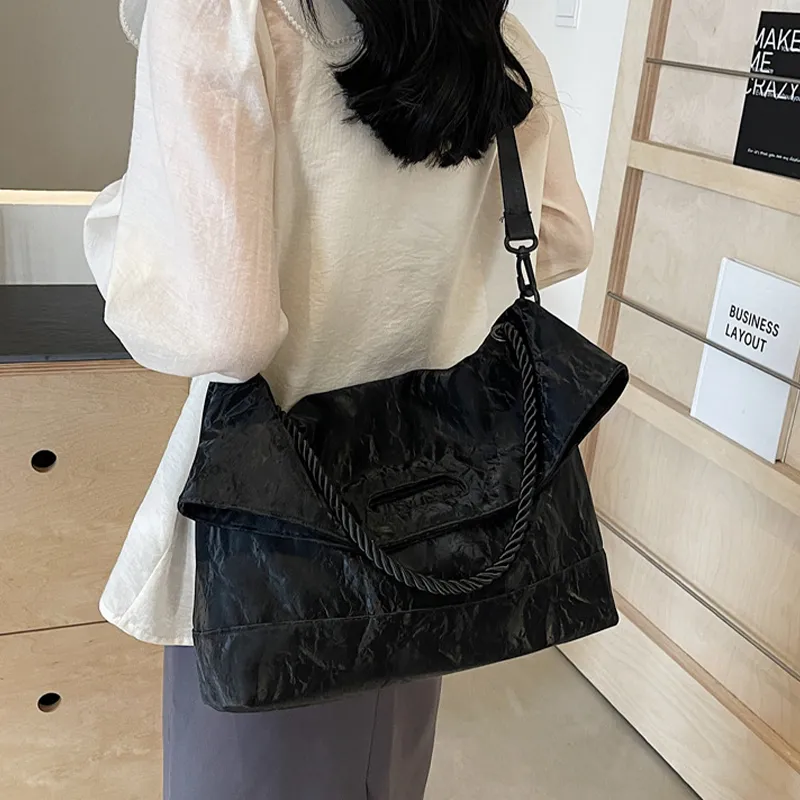 HAWA Nylon Messenger Bag Shoulder Bag Crossbody Bag Large Size Unisex Black-9