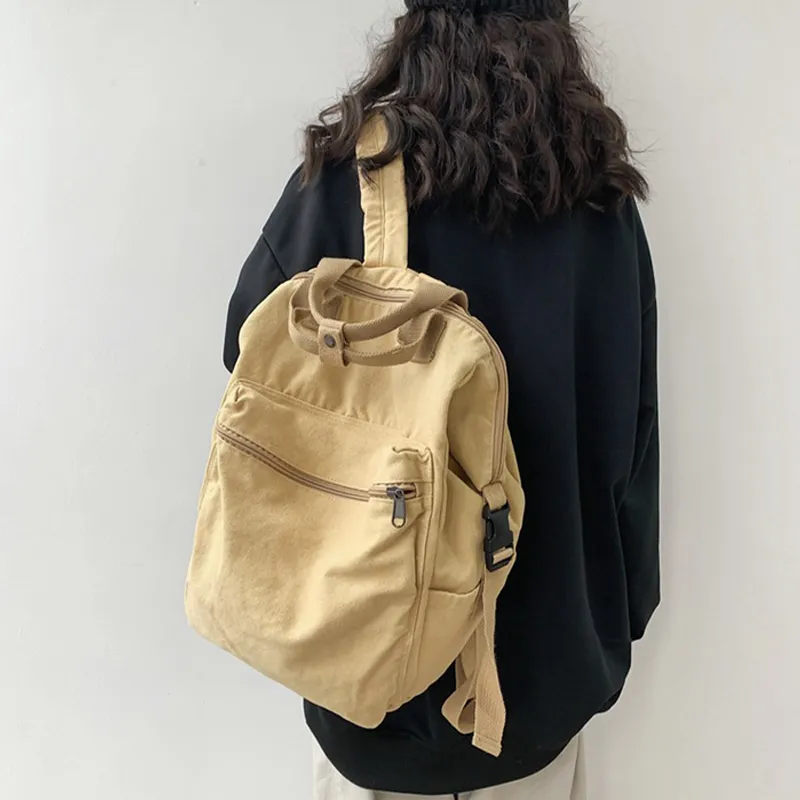 HAWA Canvas Backpack Regular Unisex Green/Black/Ecru/Brown-9