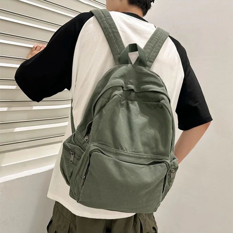 HAWA Canvas Backpack Shoulder Bag Large Size Unisex Multicolor-14