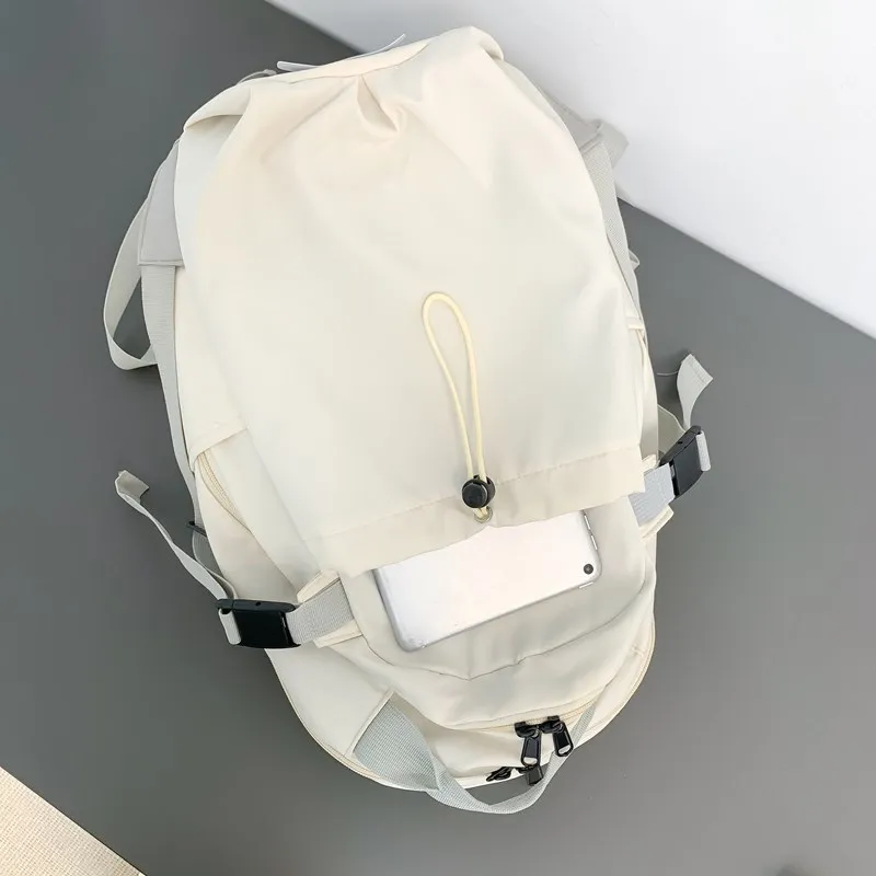 HAWA Nylon Fabric Backpack Women's Black/Gray/White-10