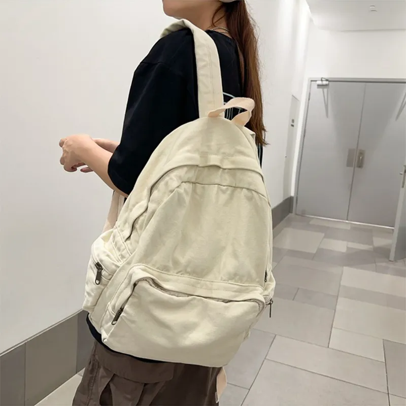 HAWA Canvas Backpack Shoulder Bag Large Size Unisex Multicolor-6