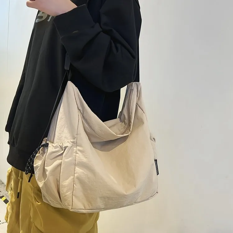HAWA Nylon Shoulder Bag Unisex Ecru/Apricot Blue/Green Black-5