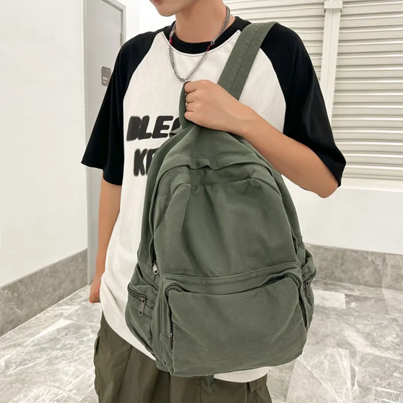 HAWA Canvas Backpack Shoulder Bag Large Size Unisex Multicolor-15