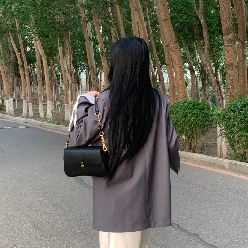 HAWA PU Shoulder Bag Small Square Bag Baguette Bag Crossbody Bag Shoulder Bag Medium Size Women's Black/Ecru/Apricot-5