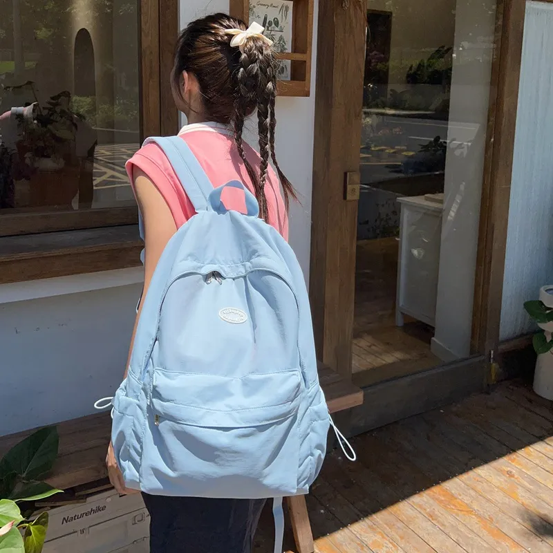 HAWA Nylon Backpack Large Size Unisex Black/Pink/Khaki/Blue-10