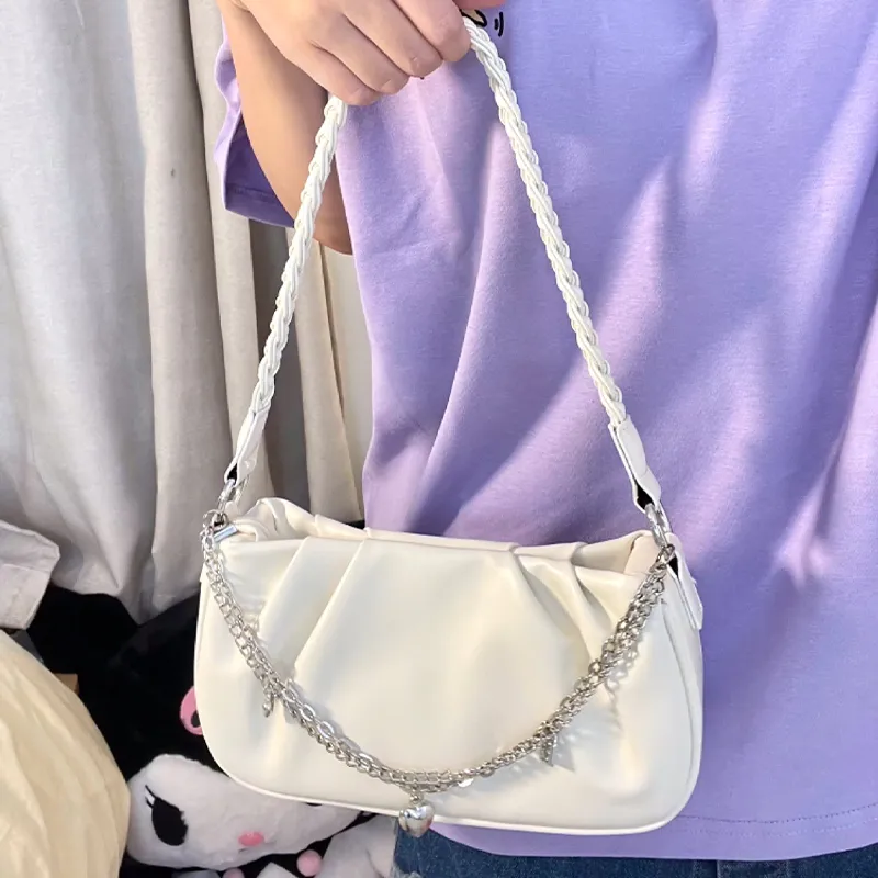 HAWA PU Shoulder Bag Cloud Bag Handbag Shoulder Bag Regular Women's White/Black-9