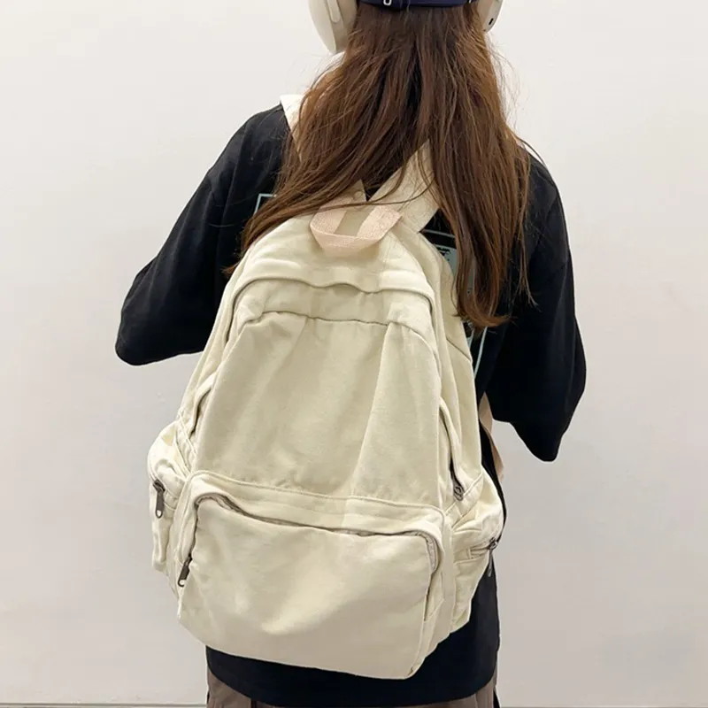 HAWA Canvas Backpack Shoulder Bag Large Size Unisex Multicolor-7