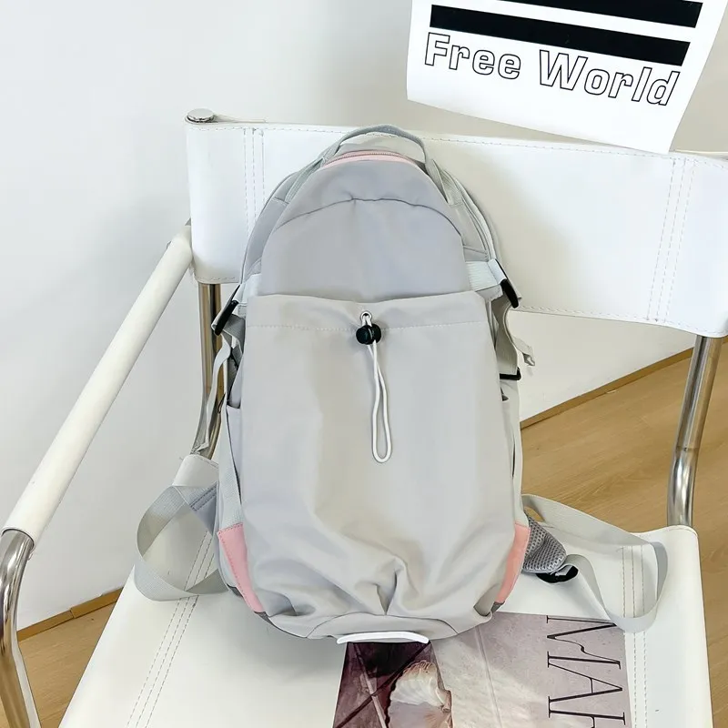 HAWA Nylon Fabric Backpack Women's Black/Gray/White-3