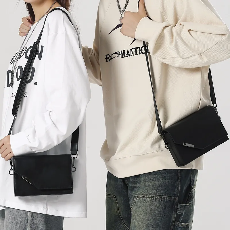HAWA PU Box Bag Shoulder Bag Crossbody Bag Medium Size Unisex Black-2