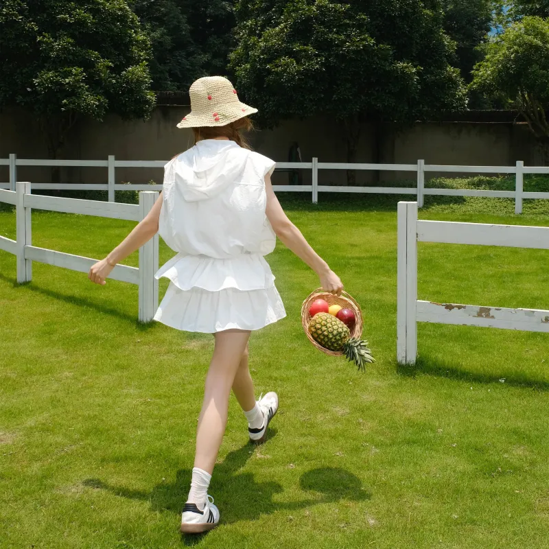 CLOUD SEASON Casual Short Skirts Women's White-3