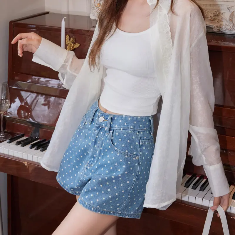 CLOUD SEASON Denim Shorts Women's Blue-5