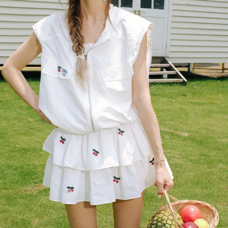 CLOUD SEASON Casual Short Skirts Women's White-2