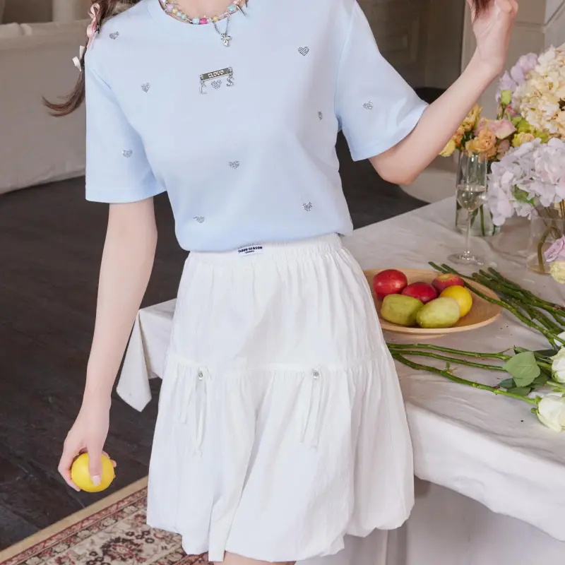 CLOUD SEASON Casual Short Skirts Women's White-2