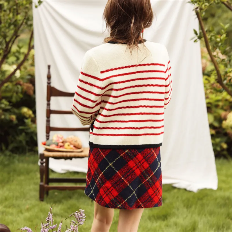 CLOUD SEASON Knitwear Women's Red And White Stripes-4