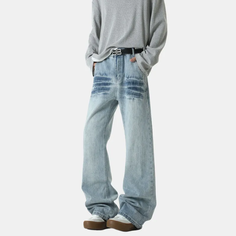 TESTUNG Classic Jeans Unisex Washed Blue Tone-8