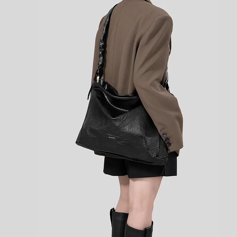 Tanita West Cow Leather Crossbody Bag, Shoulder Bag Large Size Women's Black-1