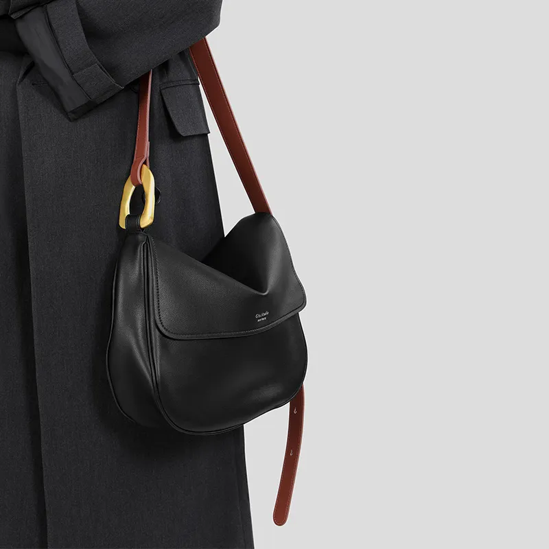 Tanita West Cow Leather Tote Bag Shopping Bag Shoulder Bag Crossbody Bag Large Size Women's Black-3