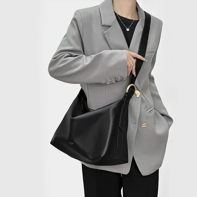 Tanita West Cow Leather Tote Bag Shopping Bag Crossbody Bag Shoulder Bag Large Size Women's Coffee/Black/Cream White-14