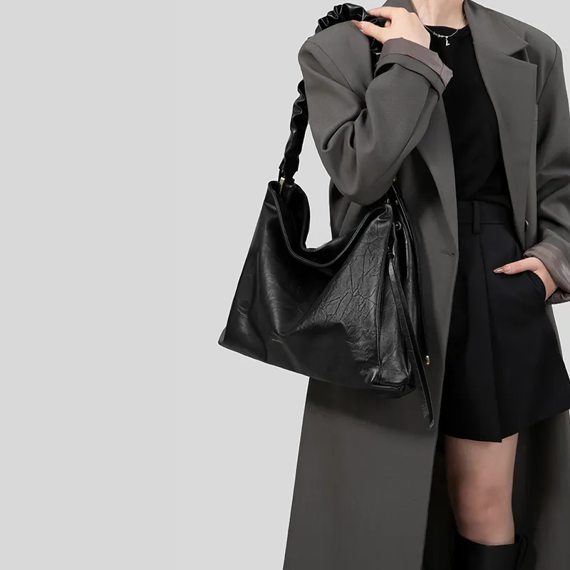 Tanita West Cow Leather Crossbody Bag, Shoulder Bag Large Size Women's Black-3