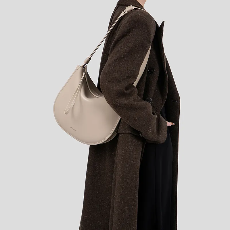 Tanita West Cow Leather Saddle Bag, Shoulder Bag Medium Size Women's Coffee/Black-17