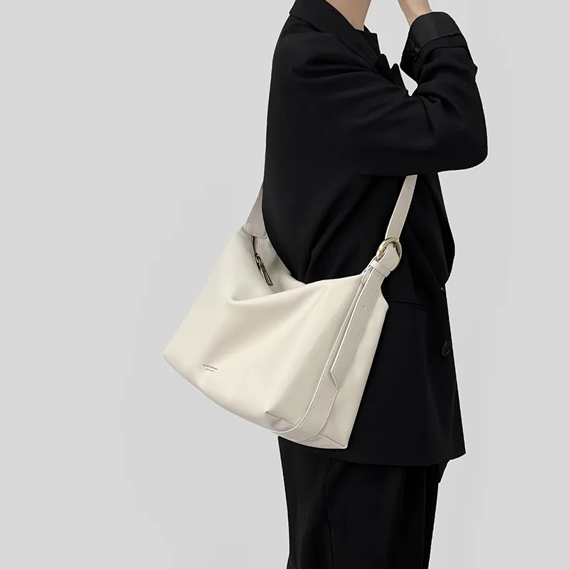 Tanita West Cow Leather Tote Bag Shopping Bag Crossbody Bag Shoulder Bag Large Size Women's Coffee/Black/Cream White-27