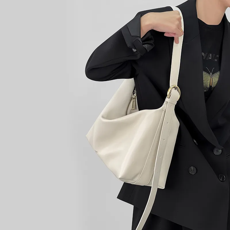 Tanita West Cow Leather Tote Bag Shopping Bag Crossbody Bag Shoulder Bag Large Size Women's Coffee/Black/Cream White-26