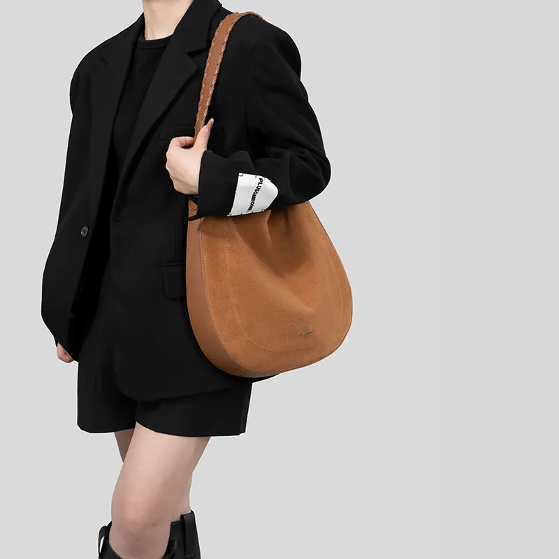 Tanita West Suede With Cow Leather Crossbody Bag, Shoulder Bag Tubas Women's Caramel-5