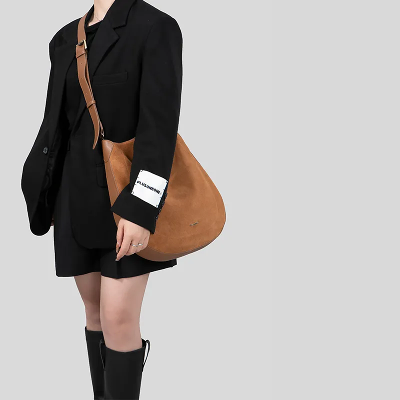 Tanita West Suede With Cow Leather Crossbody Bag, Shoulder Bag Tubas Women's Caramel-3