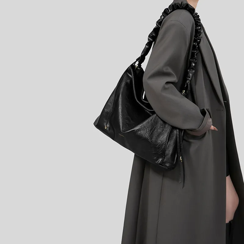 Tanita West Cow Leather Crossbody Bag, Shoulder Bag Large Size Women's Black-4