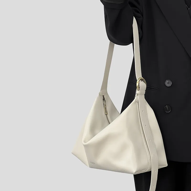 Tanita West Cow Leather Tote Bag Shopping Bag Crossbody Bag Shoulder Bag Large Size Women's Coffee/Black/Cream White-24
