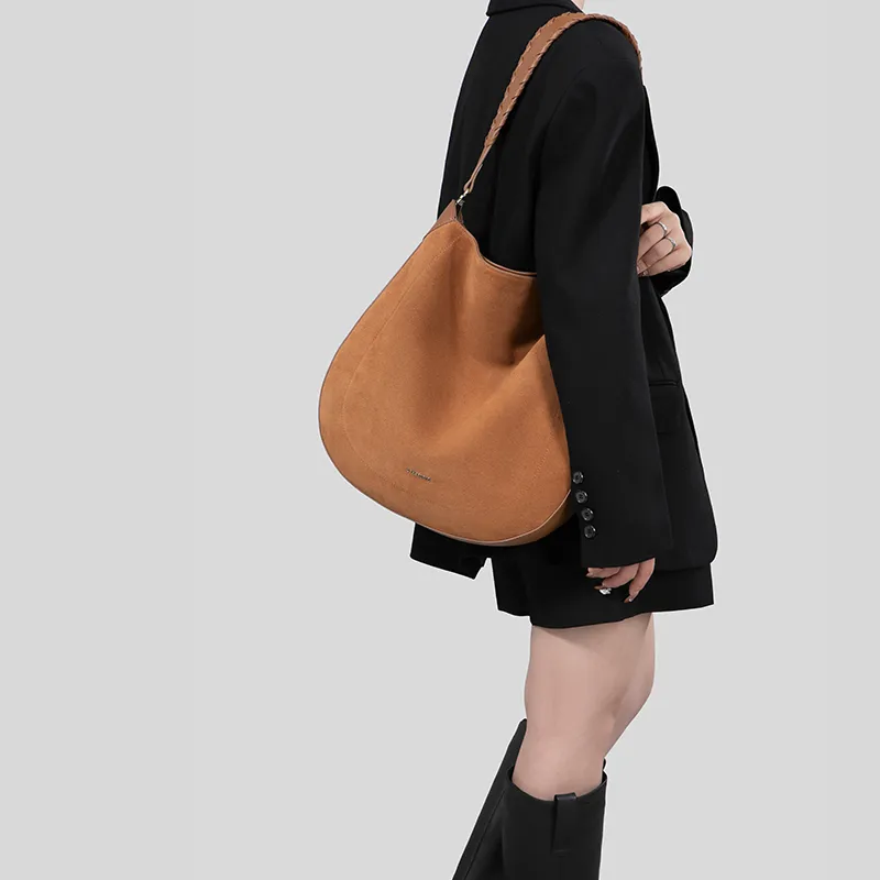 Tanita West Suede With Cow Leather Crossbody Bag, Shoulder Bag Tubas Women's Caramel-1