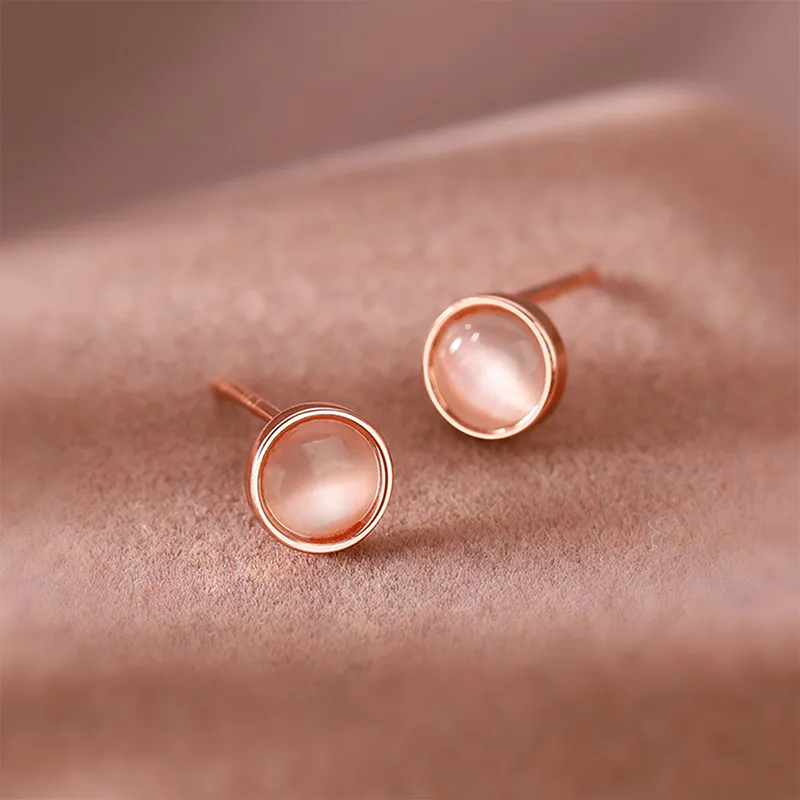 Yiru Glass Cat Eye Stud Earrings Women's-1