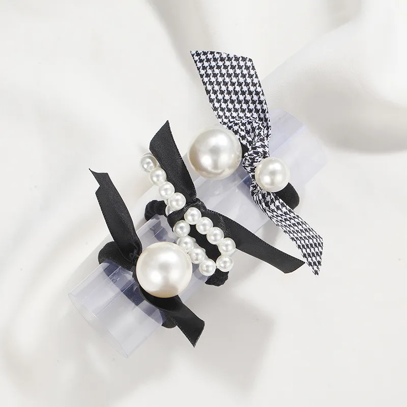 Yiru Fabric Bead Rubber Band Hair Tie Women's-2