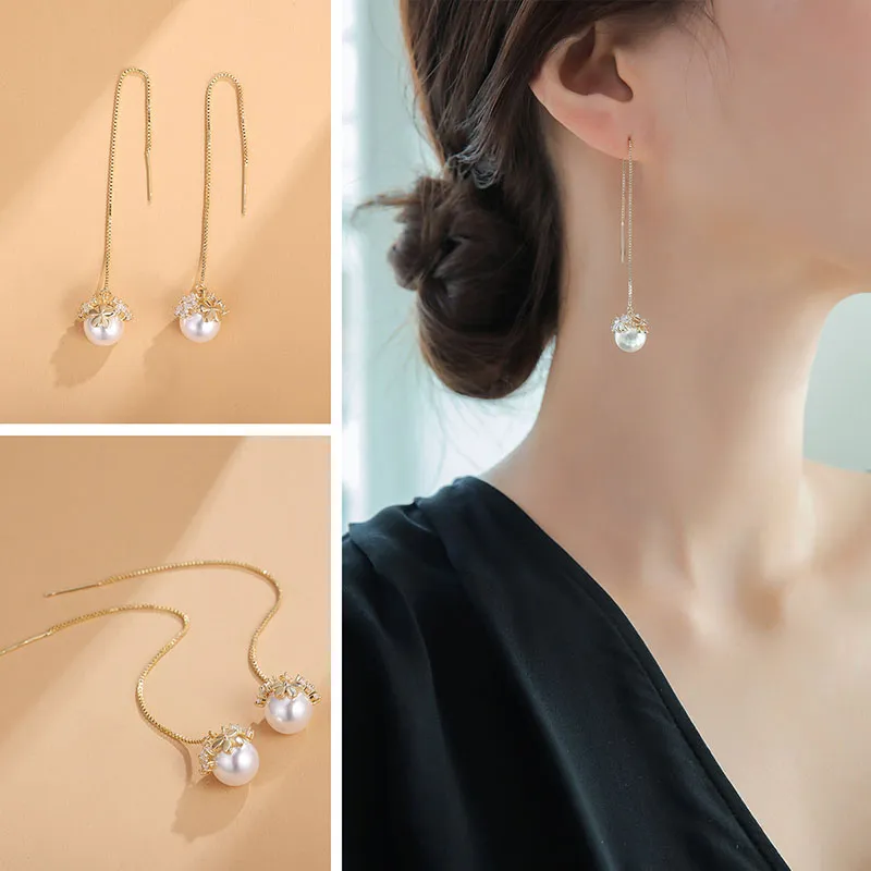 Yiru Round Bead, Artificial Crystal Hoop Earrings Women's-4