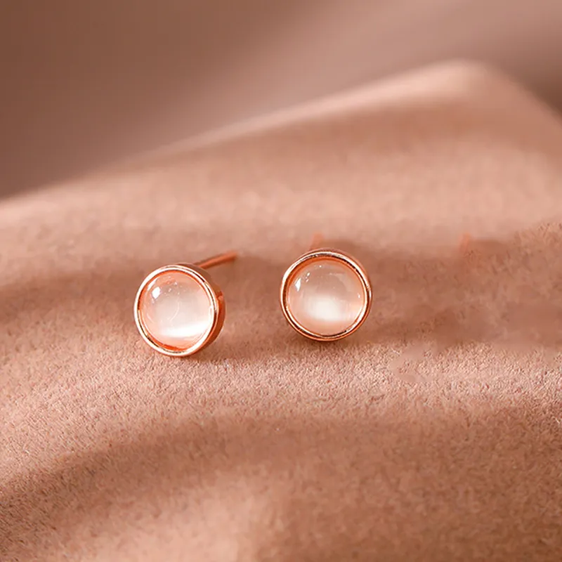 Yiru Glass Cat Eye Stud Earrings Women's-4