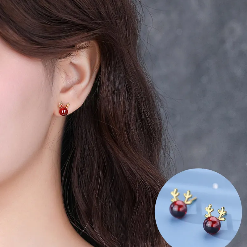 Yiru S925 Silver Stud Earrings Christmas Earrings Jewelry Accessories Women's-1