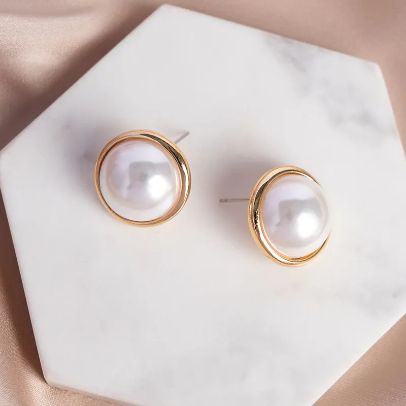 Yiru Round Bead Alloy Stud Earrings Women's-5