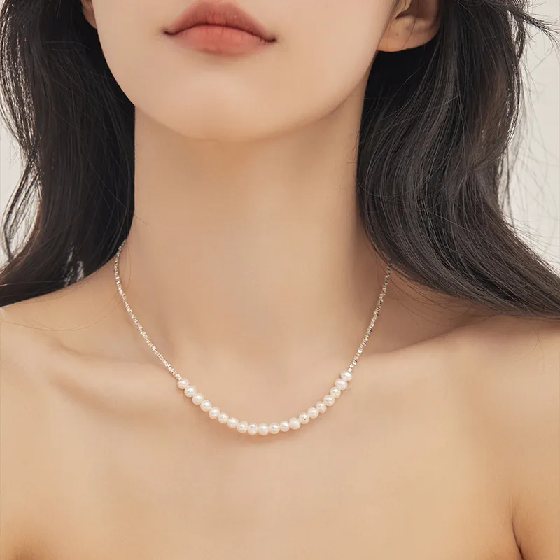 Yiru S925 Silver Freshwater Pearl Necklaces Women's-3