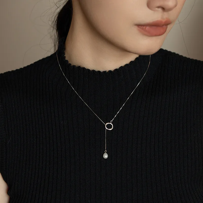 Yiru S925 Silver Freshwater Pearl Necklace & Chain Jewelry Accessories Women's-2