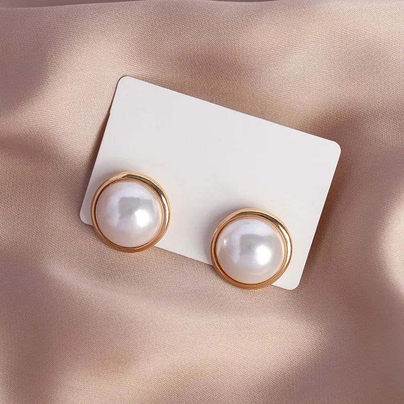 Yiru Round Bead Alloy Stud Earrings Women's-3