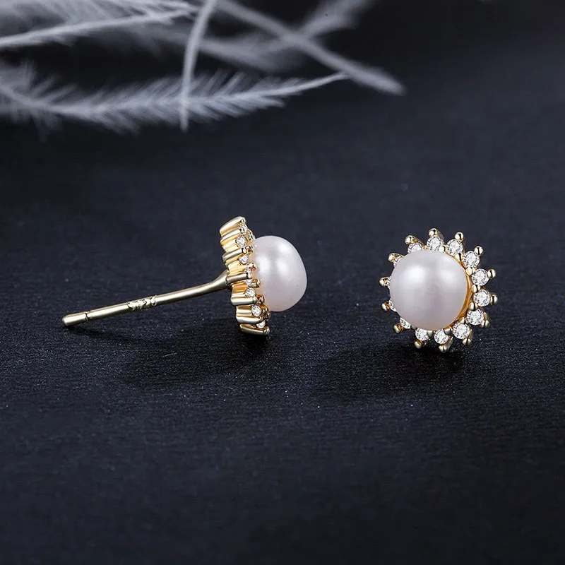Yiru Gold Plated Copper Stud Earrings Women's-3