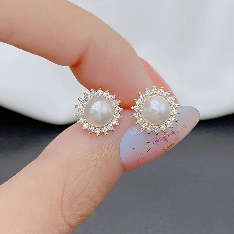 Yiru Gold Plated Copper Stud Earrings Women's-5