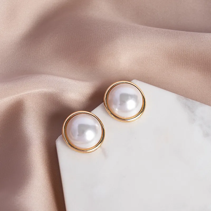 Yiru Round Bead Alloy Stud Earrings Women's-1