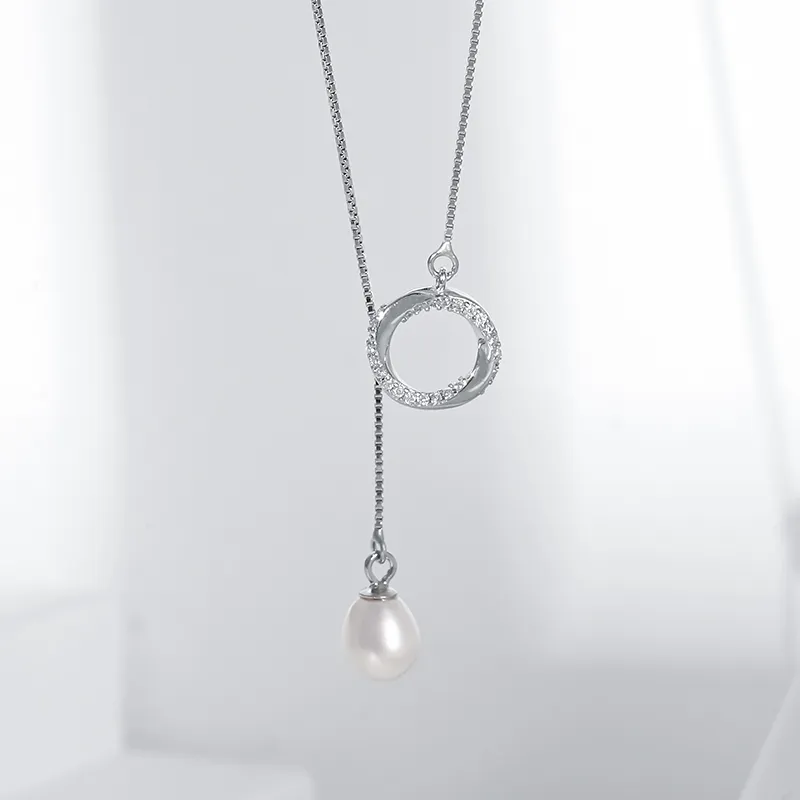 Yiru S925 Silver Freshwater Pearl Necklace & Chain Jewelry Accessories Women's-1