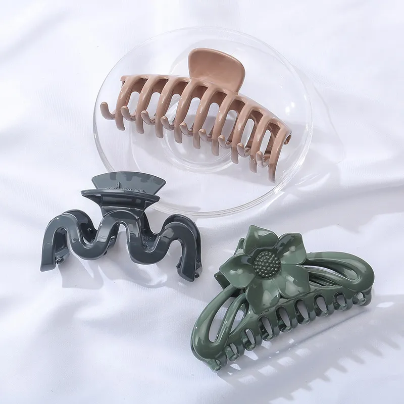Yiru Acrylic Hair Clips Women's Milk Tea+Green+Blue-2