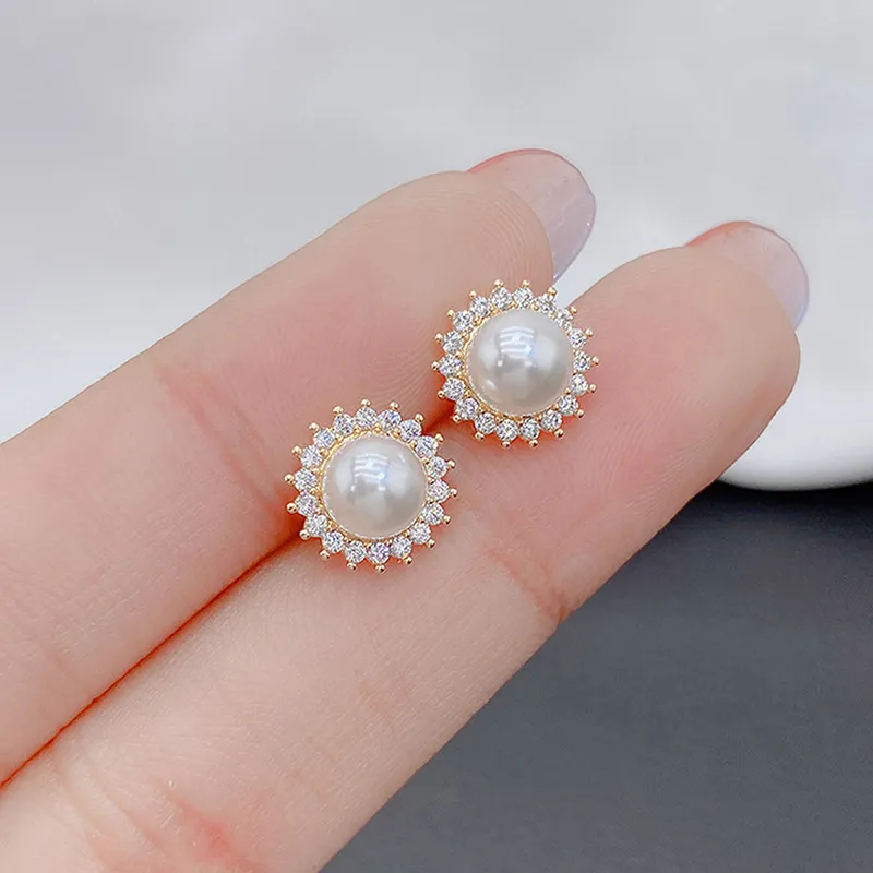 Yiru Gold Plated Copper Stud Earrings Women's-4