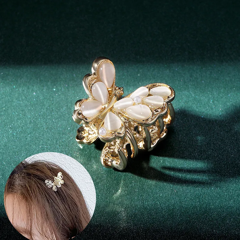 Yiru Alloy Electroplated Artificial Cat's Eye Artificial Crystal Hair Claw Clip Women's-2