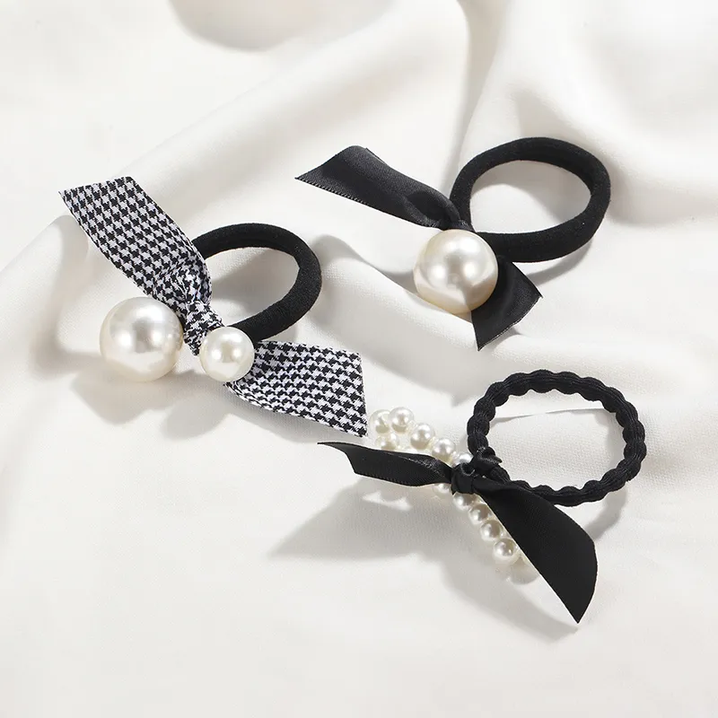 Yiru Fabric Bead Rubber Band Hair Tie Women's-1