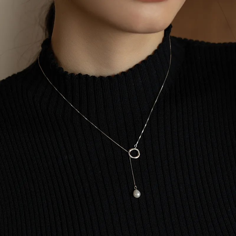 Yiru S925 Silver Freshwater Pearl Necklace & Chain Jewelry Accessories Women's-3