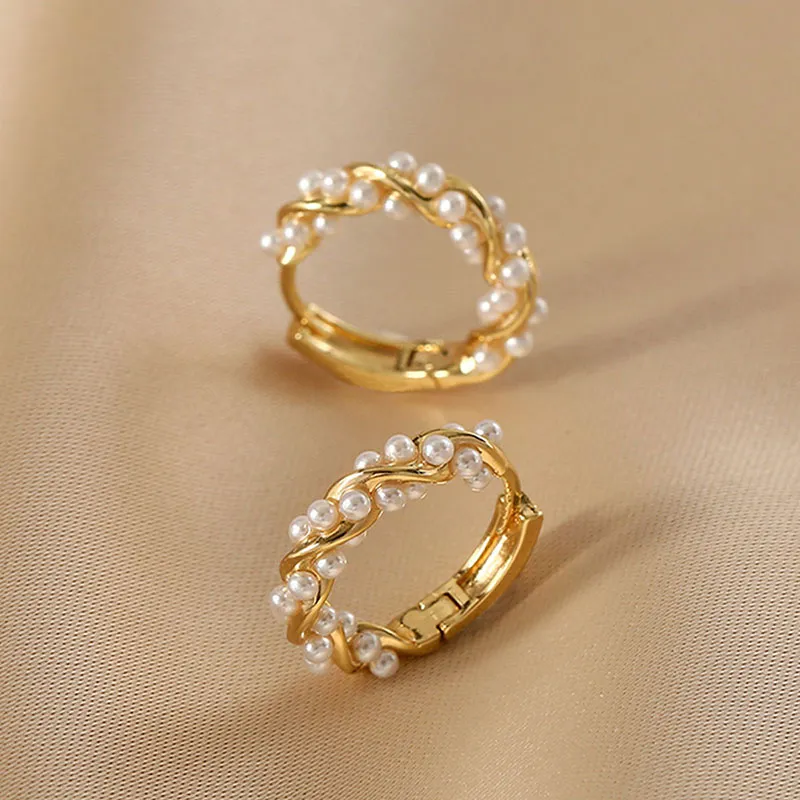 Yiru Alloy Round Bead Hoop Earrings, Stud Earrings, Ring Earrings, Earring Jewelry Accessories Women's-2